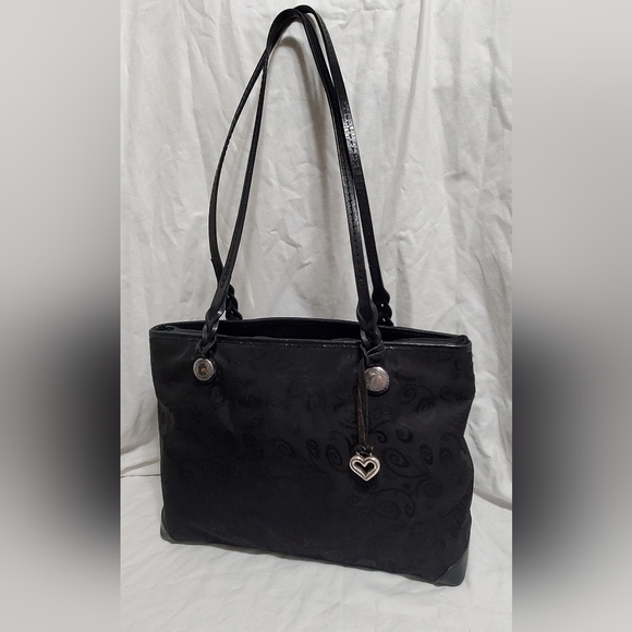 Brighton Handbags - Vintage Brighton Mevelyn Black Jacquard & Leather Tote